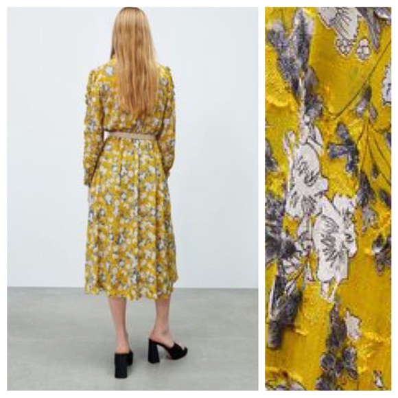Zara Yellow Floral dress - Picture 3 of 8